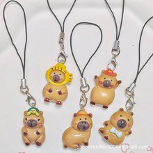 原创可爱水豚鼠手机链咖色卡皮巴拉水豚手机吊坠包包挂件包包衣物