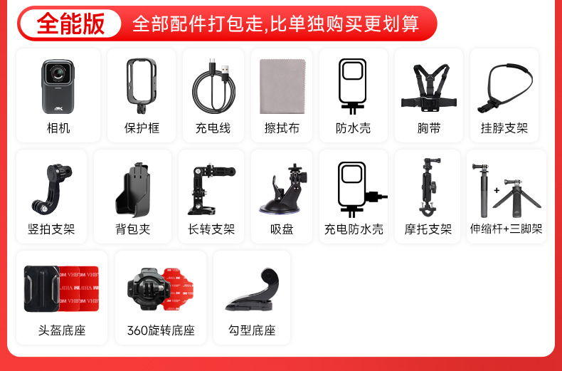 Suitable for Mountain Dog g Other Thumb Action Cameras Motorcycle Driving Recorder 4K High Definition Cycling V