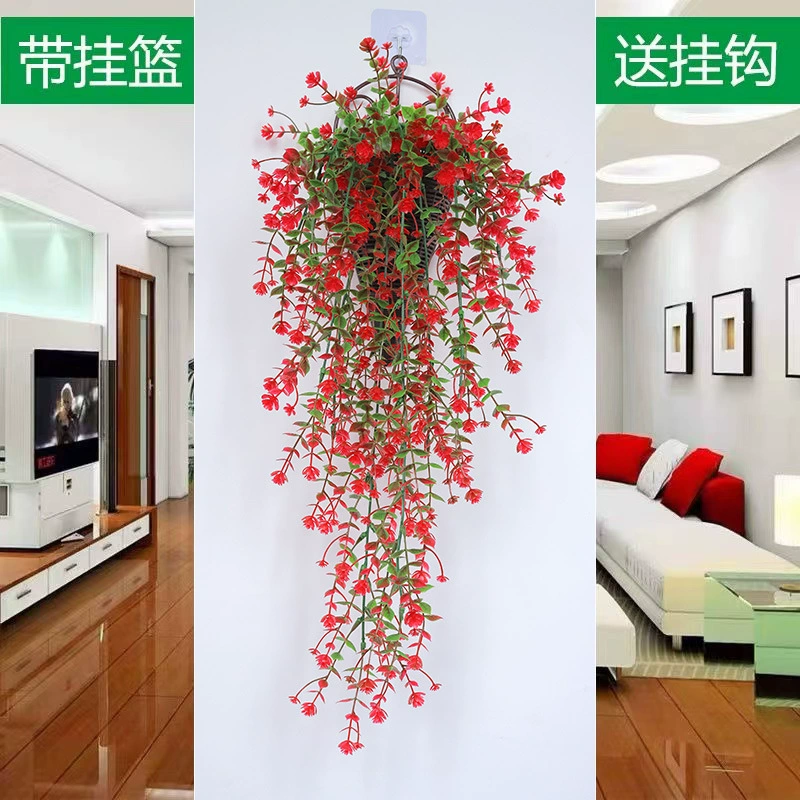 Моделирование настенного растения Виноградная лоза маленькая камелия роза, висячая орхидея, пластиковая декоративная настенная висячая лоза, гостиная, крытая подвесная корзина, поддельные цветы