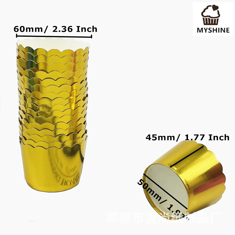 Festival del partido oro y plata medio de alta temperatura resistente a la máquina recta taza para hornear pastel taza de papel molde de pastel Ma fento 50