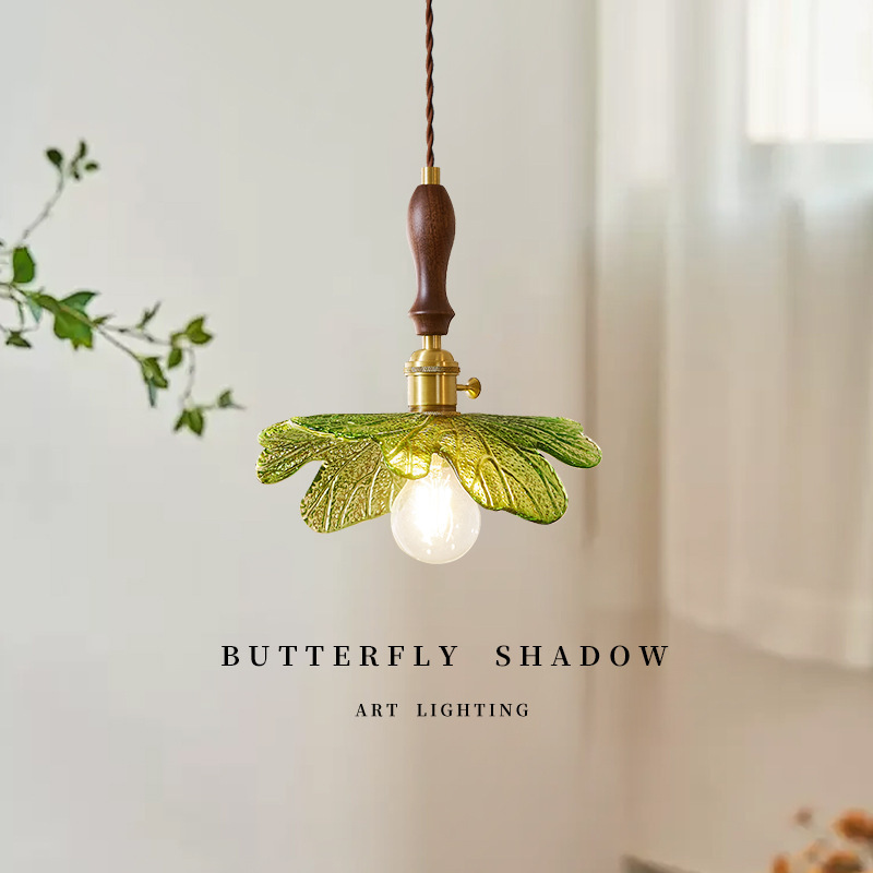 Japanese Retro Glass Chandelier Balcony Aisle Restaurant Bar Window Small Chandelier Summer Lotus Brass Glass Chandelier