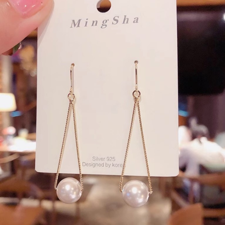 Retro geometric elegant small design earrings pearl