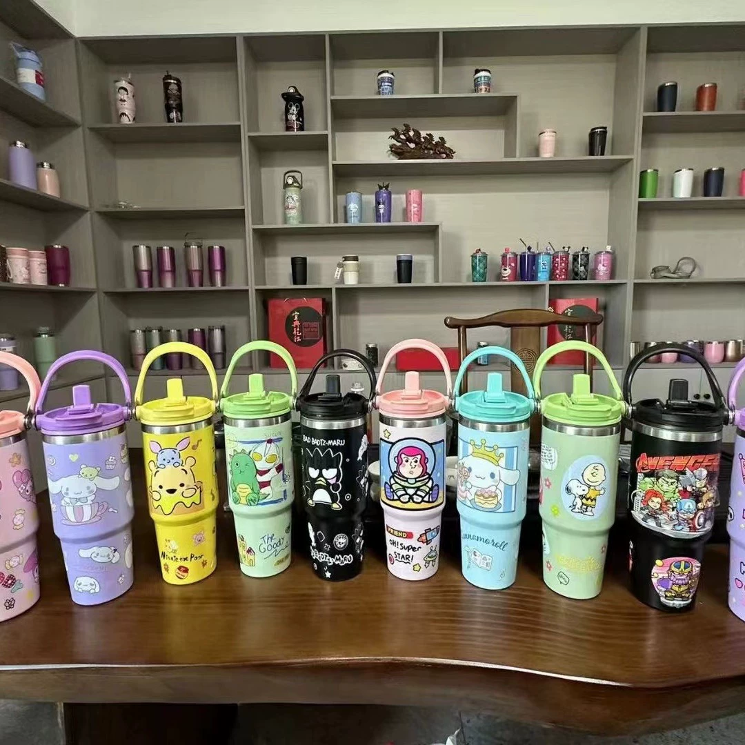 Термос-вакуум 30 oz с мультяшным рисунком, нержавеющая сталь AISI 304, двойные стенки