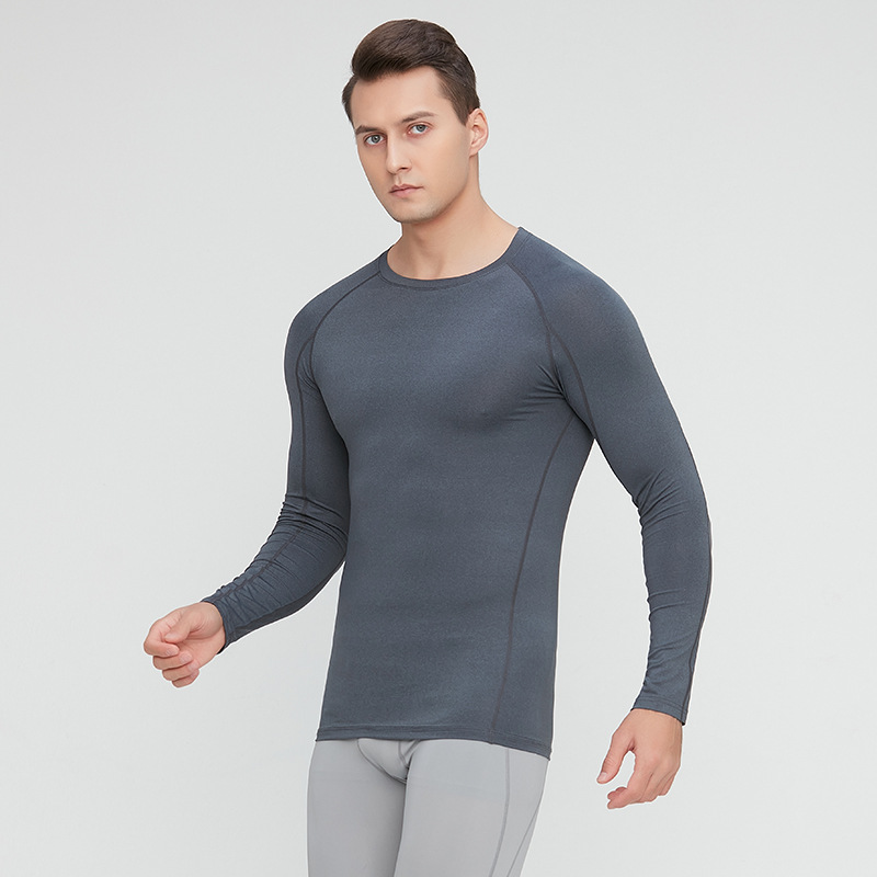 Ropa deportiva para hombre, ropa de compresión ajustada para entrenamiento al aire libre, ropa transpirable de secado rápido para correr y fitness, de manga larga y efecto adelgazante.