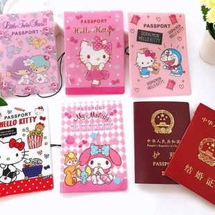 Japanese Daily waterproof passport cover travel protective cover KT cat Sanrio passport holder air ticket travel certificate set