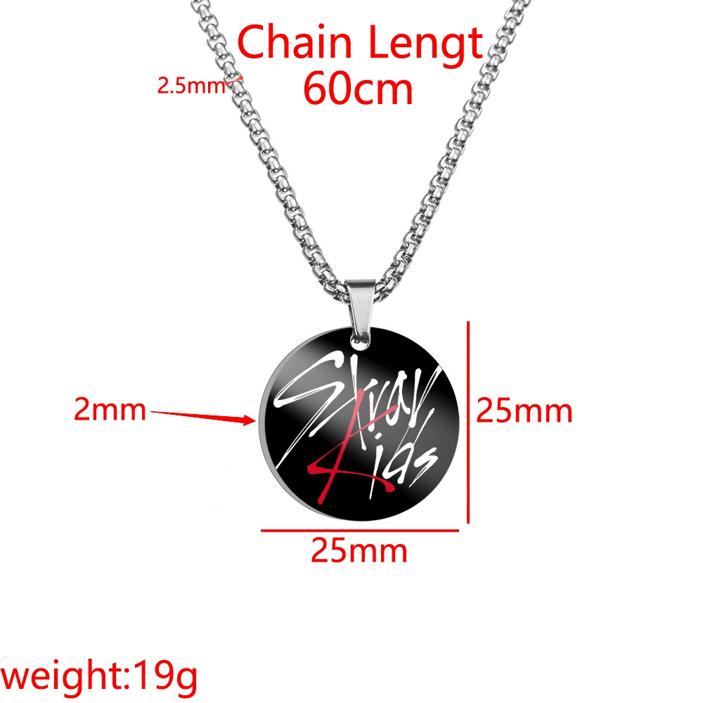 Новая группа JYP Stray Kids круглая цветная печать нержавеющая сталь necklace Stray儿童 titanium steel pendant аксессуары