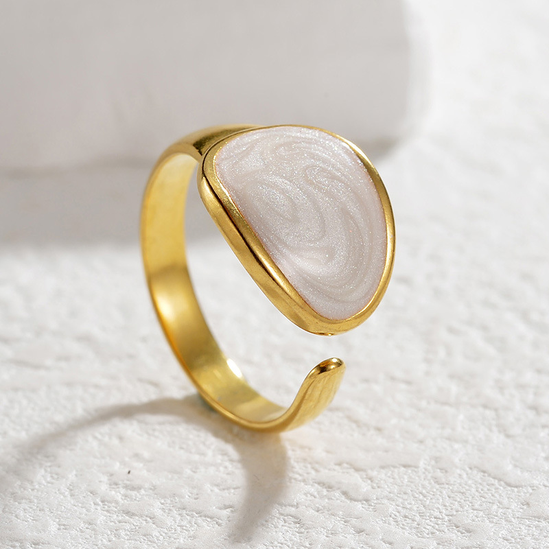8g Weight Rings Classification Adjustable Ring Size 1 Piece Quantity Holiday, Daily Occasion Titanium Steel Material Geometric Pattern Women's Gender Enamel Design Casual, Simple Style Style Wholesale Jewelry Casual Simple Style Geometric Titanium Steel Enamel Rings 4