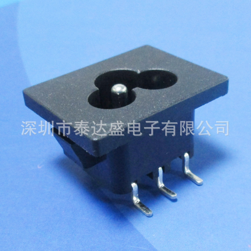 桌面电源3芯大面板梅花尾充电口31*24卡位2.0全铜黑色AC插座LH-6