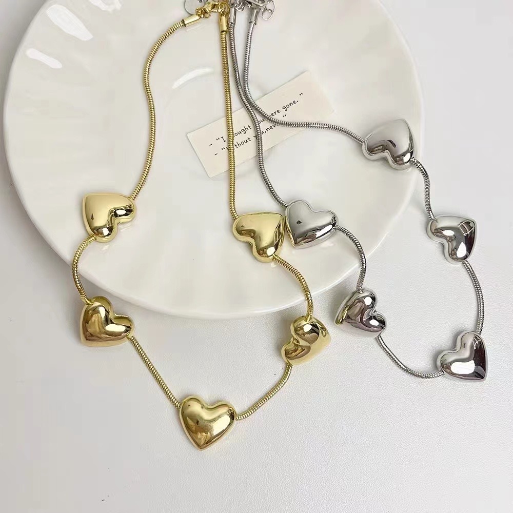 33g Weight Alloy Pendant Material Heart Shape Alloy Simple Style Alloy Necklace