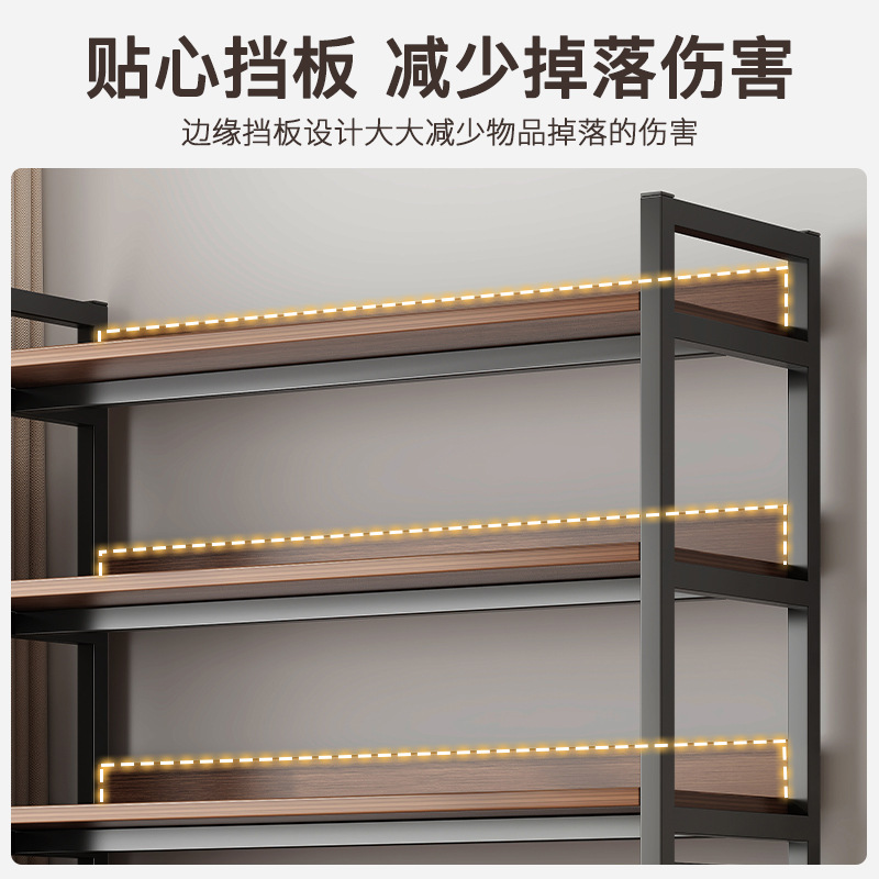 Multi-capa de estante de pared de piso estante de exhibición lateral de la sala de estar combinación estante de almacenamiento simple estantería de acero y madera