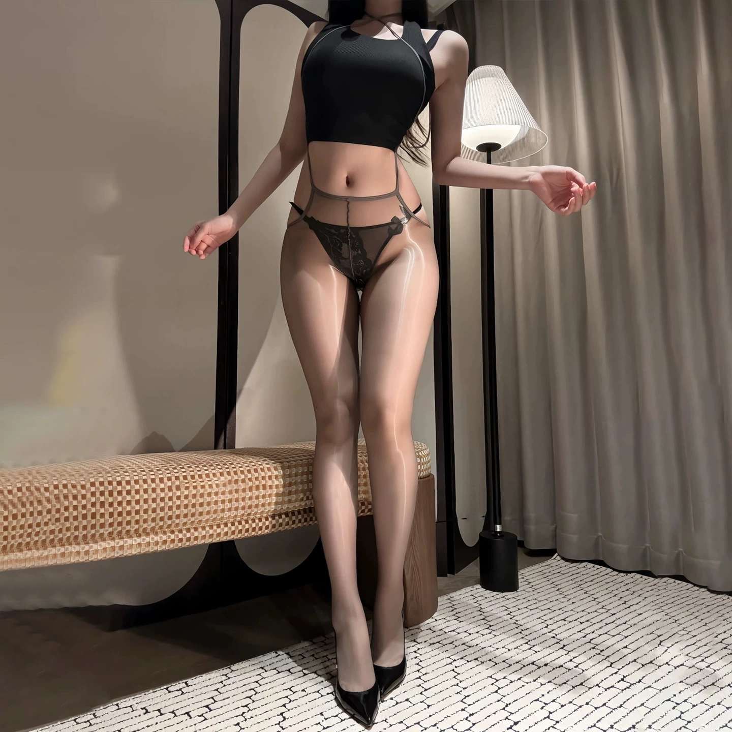Сексуальные колготки Aurora Oil Black Silk чистое желание предотвратить крючок шелковое масло легкие колготки с открытой линией сексуальные чулки осенние тонкие для женщин