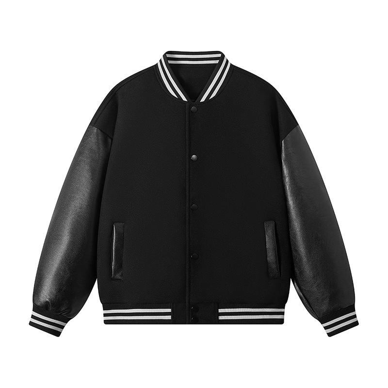 Chaqueta de bomber estadounidense transfronteriza de alta gama chaqueta casual jacket otoño e invierno manga PU marca de moda chaqueta de uniforme de béisbol personalización masculina image 16