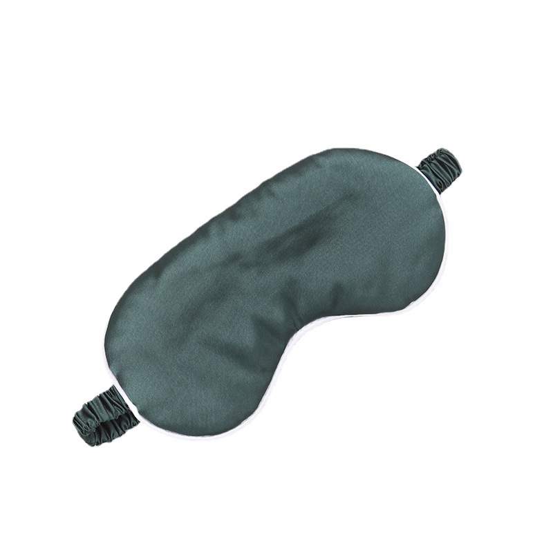 Máscara de ojo de seda artificial máscara de ojo de viaje de aire al por mayor Fábrica de sombreado correa elástica de viaje almuerzo máscara de ojo borde blanco