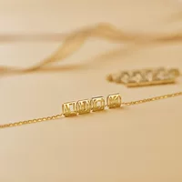 Чистое золото 14K цельная цепочка простое золото трехмерные полые буквы DIY фирменное наименование шейный платок золотые украшения 11557
