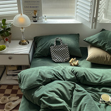 ins宝宝绒天鹅绒小清新少女心绿色绿色纯色床上四件套珊瑚绒1.aω