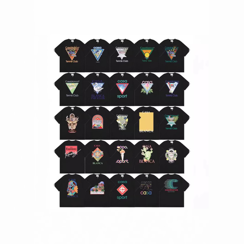 Foreign Trade Cross-Border New Casablanca Casablanca Colorful Arch Cartoon Logo Printed Short-Sleeved T-Shirt