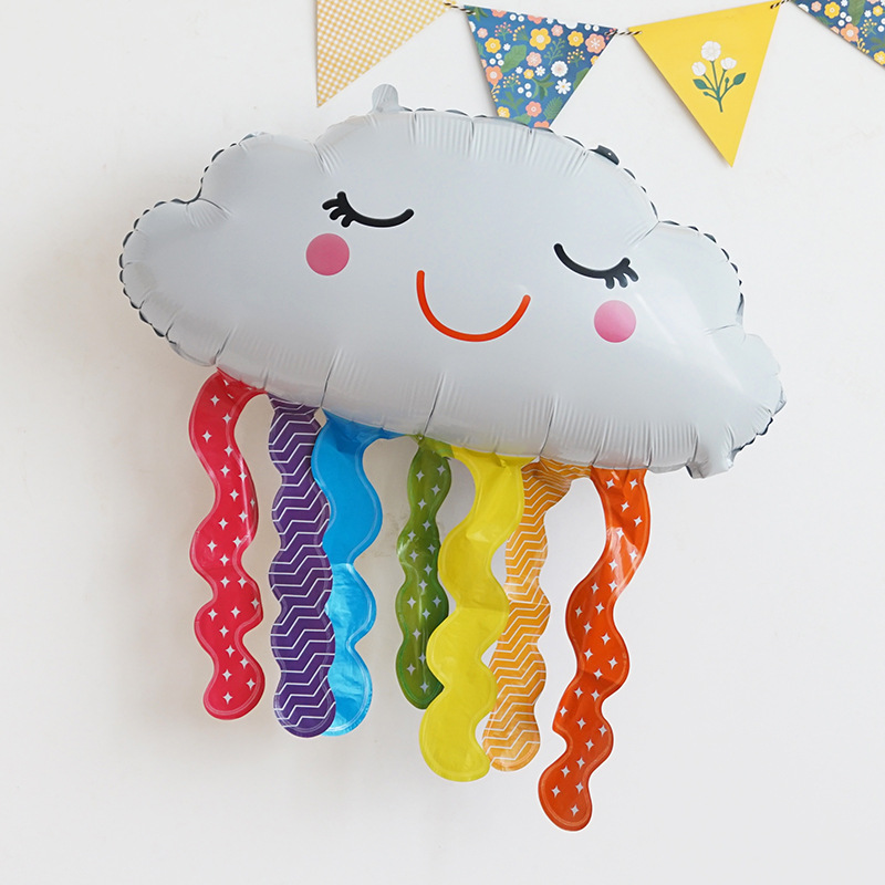 Back To School New Year Decorations Smiling Faces White Clouds Tassels Aluminum Foil Balloons Smiling Sun Children's Birthday Party Backgrounds_voghion.com