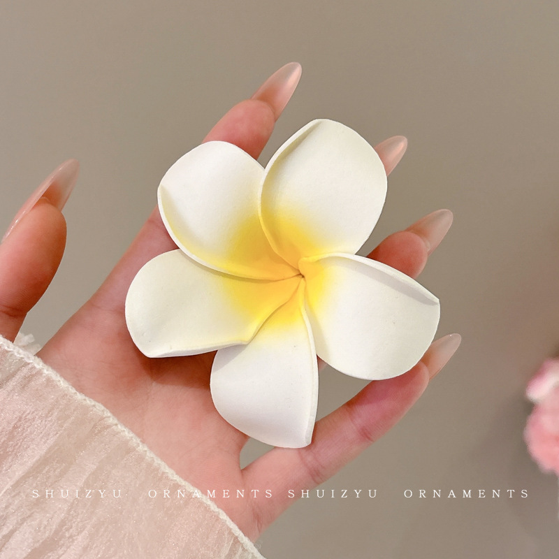 2#Pinza para el cabello Plumeria - Tamaño mediano, una sola pieza, 7.5cm