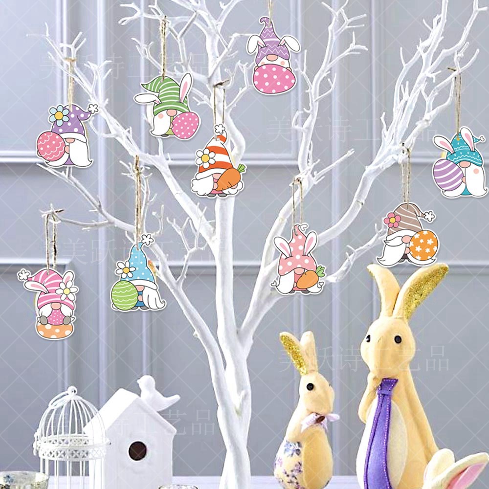 2024 Nueva Pascua decoración colgante tema enano conejo carnaval fiesta decoración etiqueta colgante