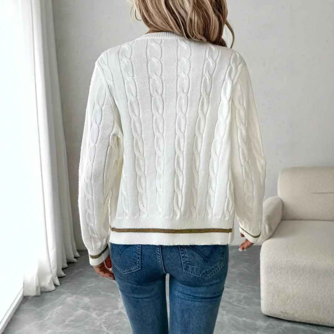 Zopfmuster-Cardigan – Übergroßer Pullover aus Viskosemischung mit offener Vorderseite (S-XL, Weiß, elegantes Lagenstück für Frühling/Herbst)_voghion.com