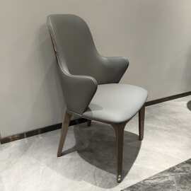 轻奢实木餐椅高档真皮餐椅别墅家用靠背椅宴会厅酒店餐厅椅高背椅