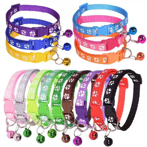 Pet Pad Collar Dog Cat Collar Single Footprint Paw Print Bell Collar Cat Buckle Collar Explosive Collar