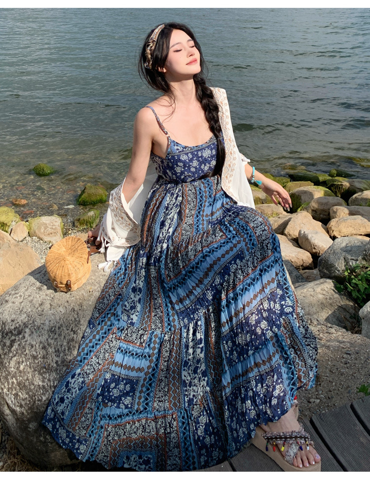 Embroidered Bohemian For Women, New Summer Strap Dress, Slimming And Lazy Design, Ethnic Style Long Dress_ecoleips.com