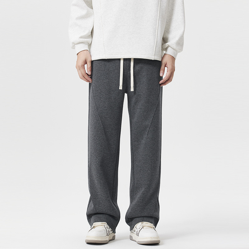 Pantalones americanos pesados de estilo masculino de moda pantalones de diseño casual pantalones largos sueltos pantalones deportivos rectos grises