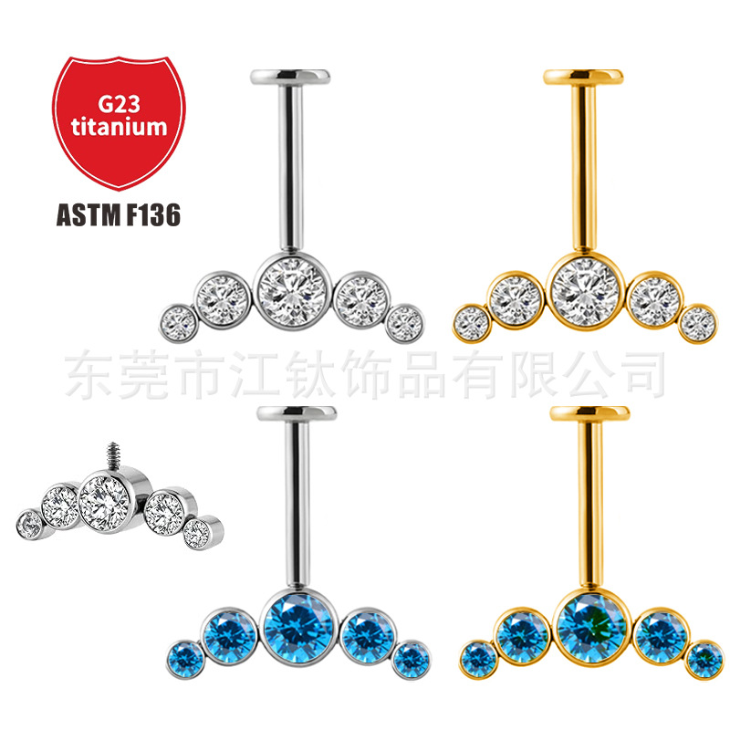 Pointed titanium steel lip stud product view