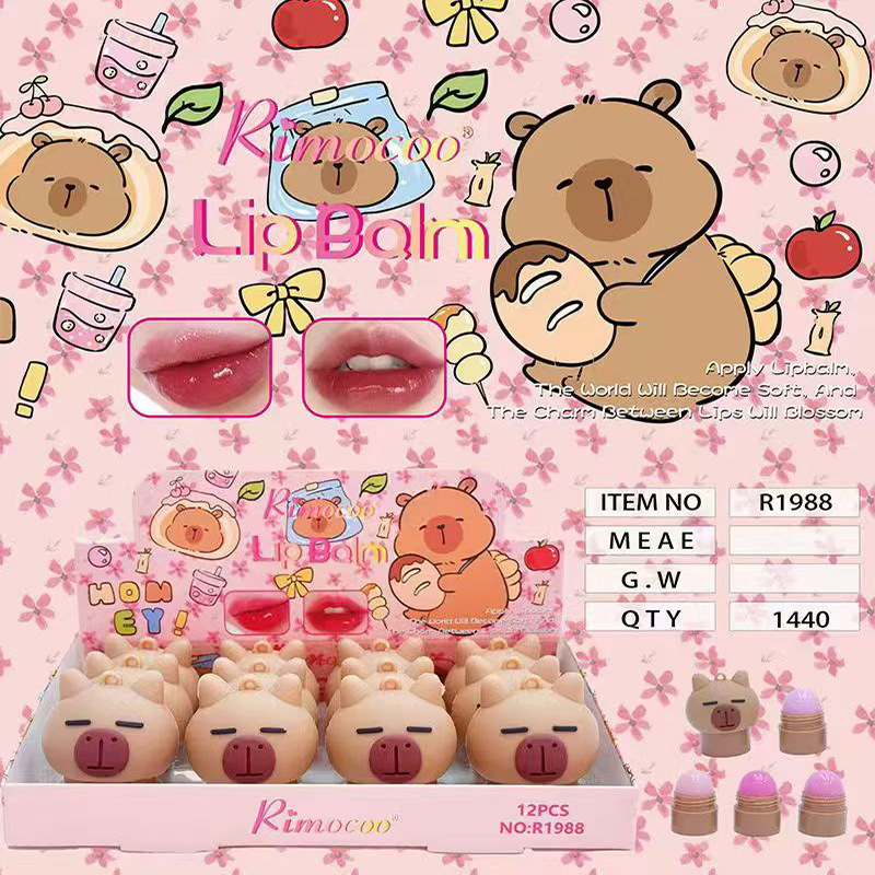 Rimocoo nuevo comercio exterior transfronterizo caricatura infantil hidratante humectante lápiz labial tibio cambio de temperatura spot