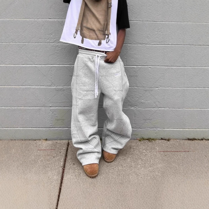 Cross-border European and American Retro Side Striped Sports Pants y2k Printed Sweatpants Jogger Casual Pants for Men and Women