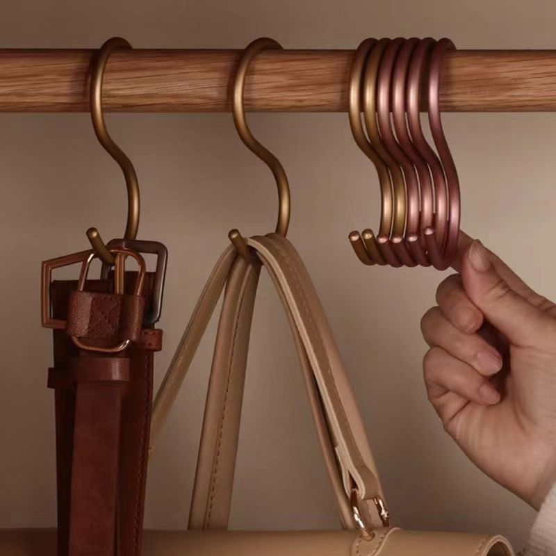 S gancho aleación aluminio multi-funcional colgante cinturón armario almacenamiento artefacto corbata estante seda bufanda sling oro espacio