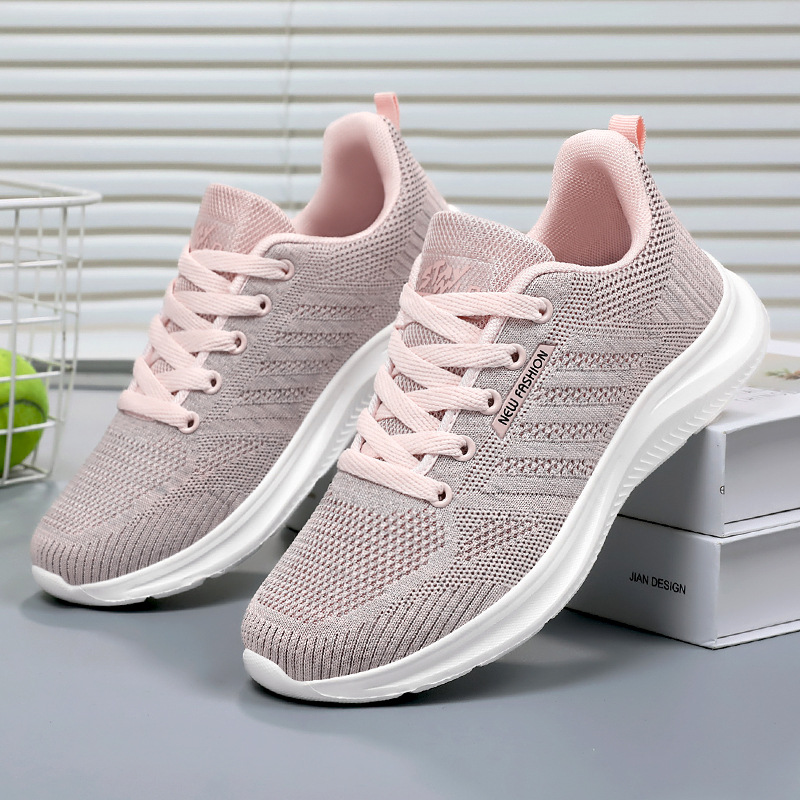 Calzado deportivo para mujer 2025 zapatos individuales de verano transfronterizo Xiyin en nombre de la versión coreana de las zapatillas para correr transpirables casuales de suela suave tejidas voladoras