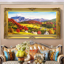纯手绘油画挂画客厅欧式沙发背景墙玄关装饰画美式山水风景画