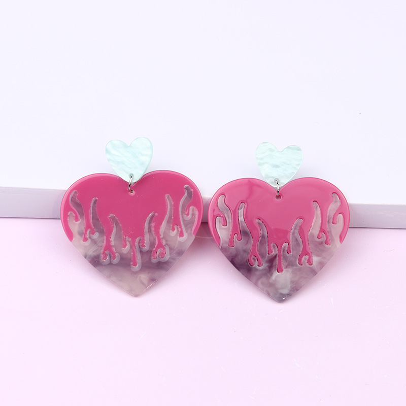 Shopping Occasion Fashion Heart Shape Acetic Acid Sheets Drop Earrings