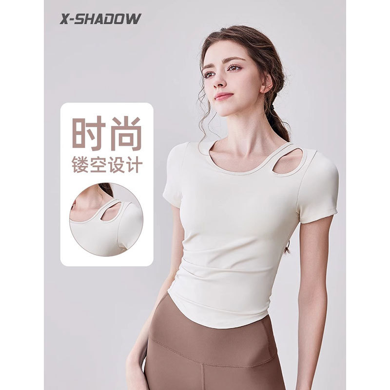 Fitness Clothing for Women 2026 New Style with Chest Pads, Short-Sleeved, Slim-Fitting, High-End Sports Tops, Pilates Yoga Clothing Set