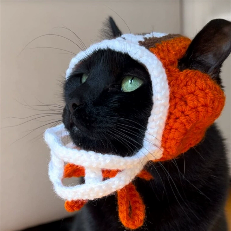 Новая кросс-бордерная вязаная шапка для питомцев ручной работы Amazon, милая шапка для кошек из шерсти в стиле регби, аксессуары для животных