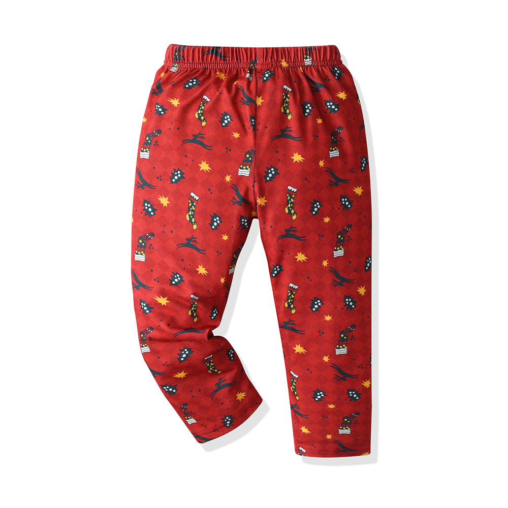 Traje de impresión de otoño e invierno pijamas de cuello redondo para niños de Navidad, ropa de hogar para bebés de dos piezas para hombres y mujeres, venta al por mayor transfronteriza