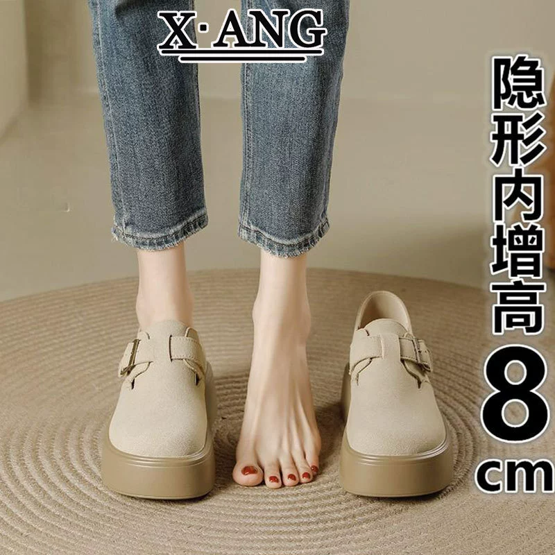 Полноупакованная обувь Birkenn для детей весной 2025 новая толстая подошва с увеличенной каблучкой маленькая обувь Lefu