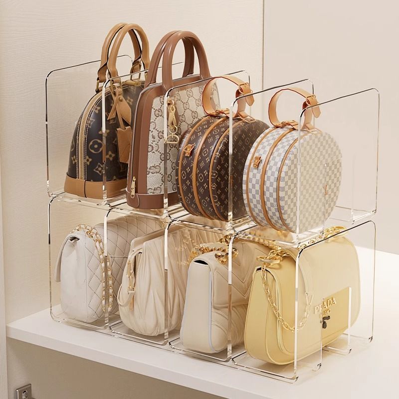 Estante de almacenamiento para bolsas de armario grueso estante de almacenamiento para bolsas de armario acrílico estante de almacenamiento de bolsas