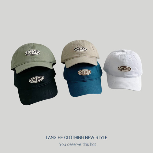 Letter sticker baseball cap for women, Korean style, versatile, soft brim, couple's cap, spring and autumn duckbill hat, men's summer outdoor sun hat