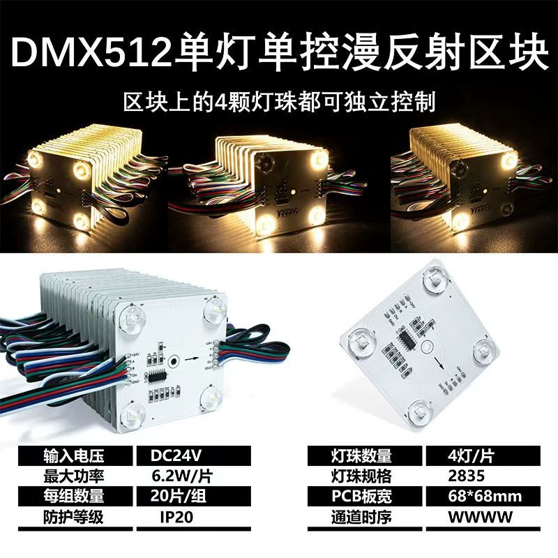 Одноканальная подсветка, DMX512 24В рассеянное отражение монохромного блока света