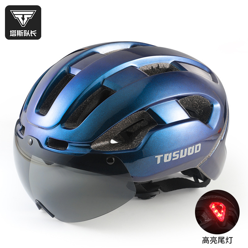 Tas captain bicycle helmet with goggles integrated men's and women's cycling sports mountain road bike safety helmet