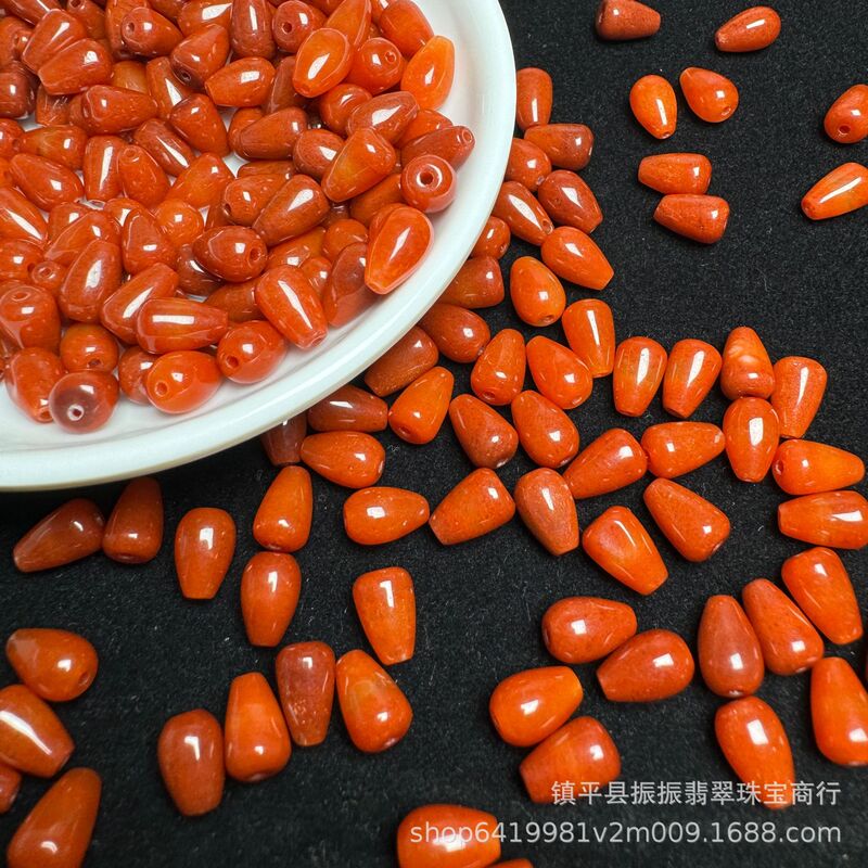 Jade red color 6 × 9 water droplets loose beads wholesale diy jade jewelry earrings accessories necklace bracelet jade accessories
