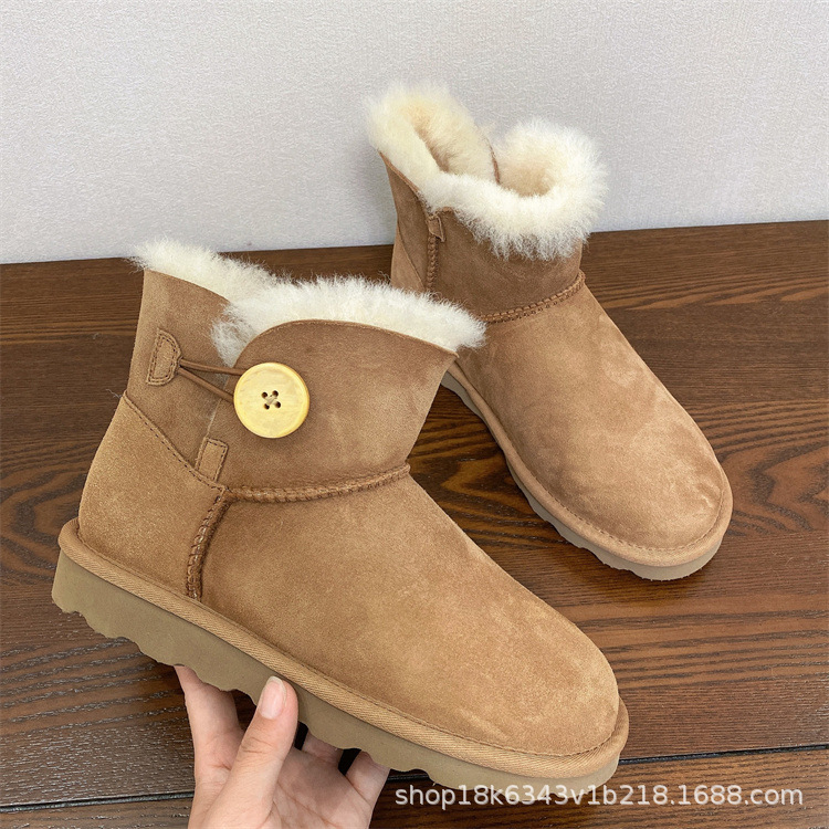 桑坡雪地靴女皮毛一体经典新款高筒加绒加厚保暖羊毛棉鞋冬季鞋子|undefined