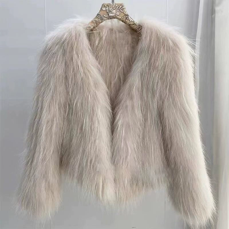 Хайнан Тоньсян imitation fox fur grass coat female thickened 2024 winter new versatile temperament small fragrant plush top