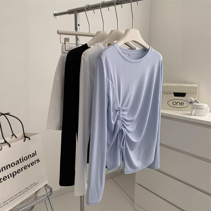 Irregular Slit Drawstring Sun Protection Shirt for Women, Summer Thin Snowflake Polyester Loose Casual Drapey Long-Sleeve Air Conditioning Shirt Irregular Slit Drawstring Sun Protection Shirt for Women, Summer Thin Snowflake Polyester Loose Casual Drapey Long-Sleeve Air Conditioning Shirt