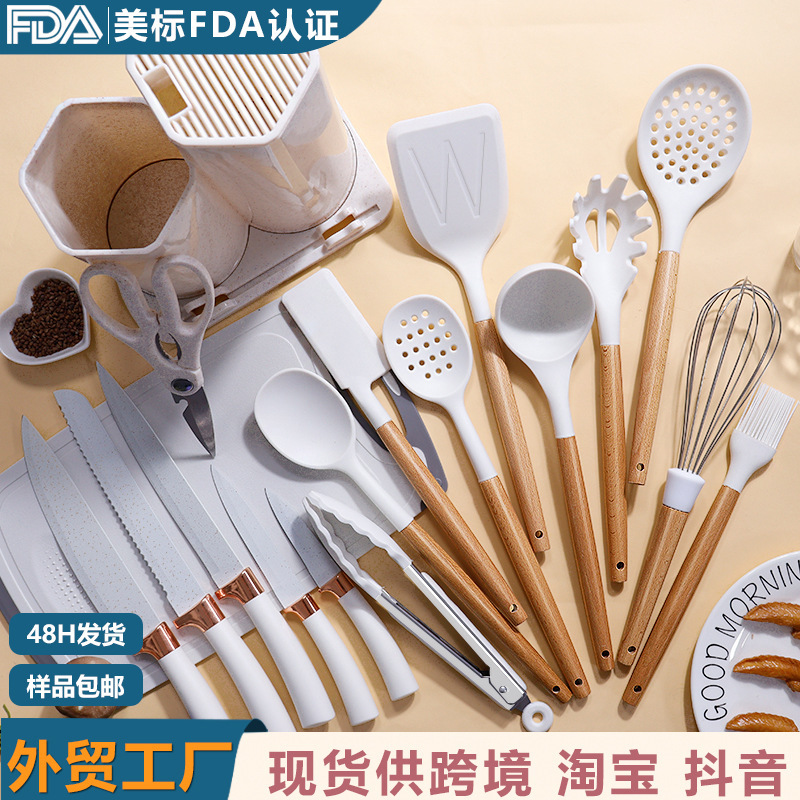 19 conjuntos de silicona antiadherente conjuntos de cuchillos de cocina de silicona doméstica al por mayor