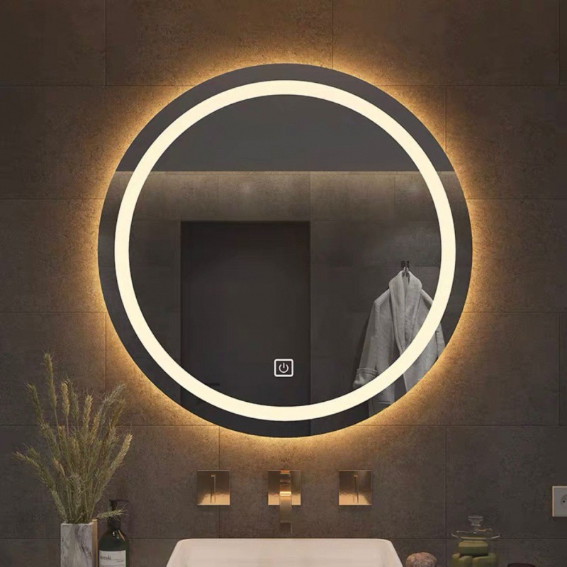 Espejo redondo inteligente de baño antifiebla espejo táctil con lámpara espejo de baño colgado en pared antifiebla espejo de maquillaje LED luminoso