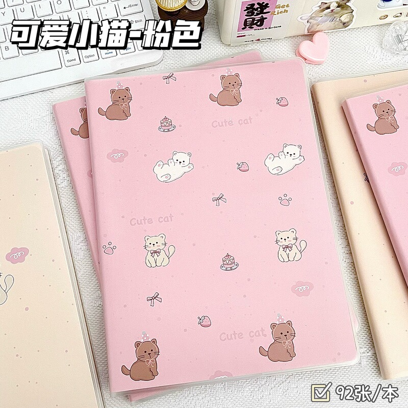 新しいかわいい子猫ゴムスリーブイン高価値漫画メモ帳学生肥厚水平線ノートブック卸売|undefined